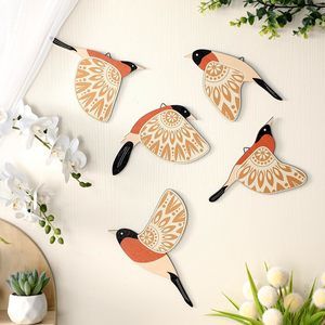 5 Pcs Wooden Bird Wall Art Wood Flying Birds Wall Decor Rustic Folk Art😜